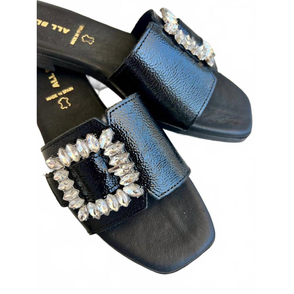 NEW ALL BLACK women's elton slide sandal in black